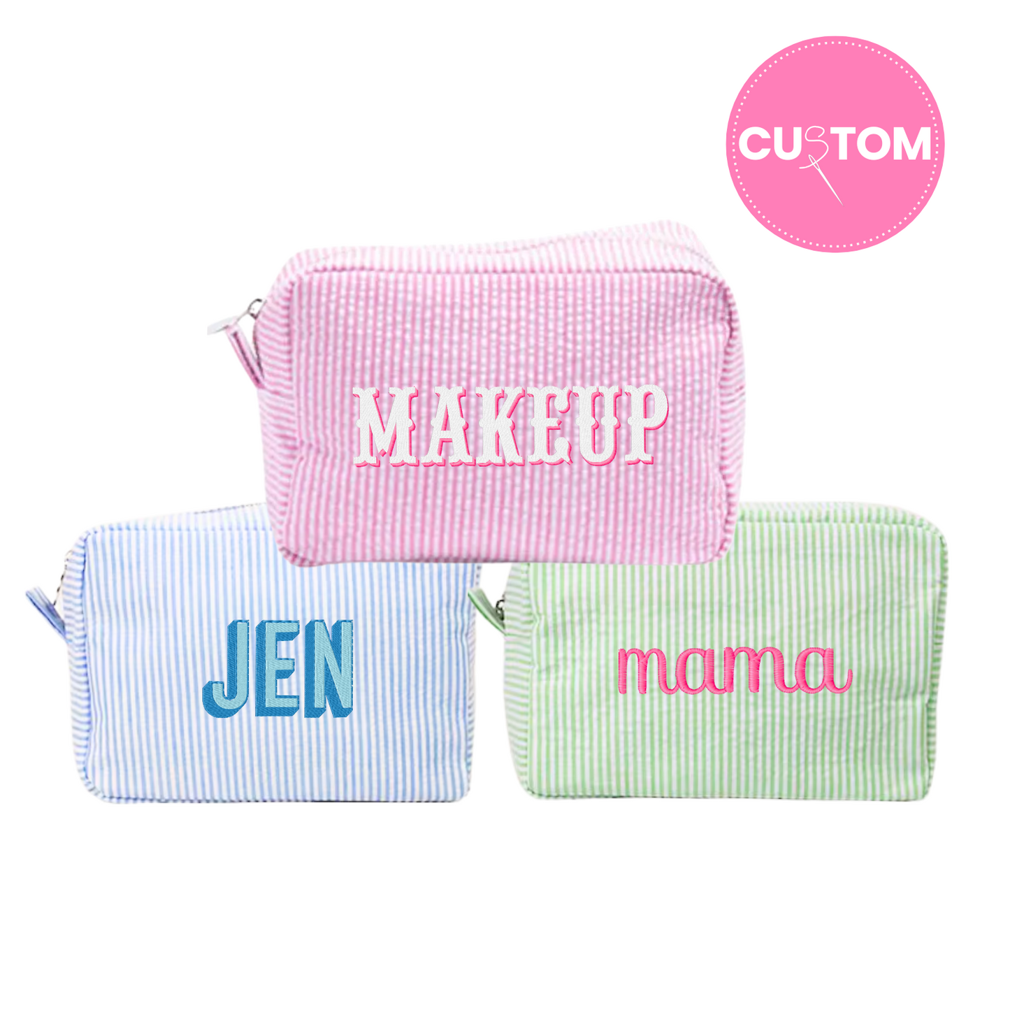 Custom Seersucker Pouches- Embroidery