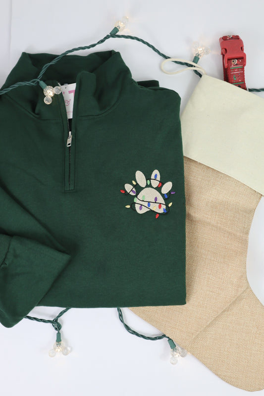 Paw Lights Embroidered 3/4 Zipper Sweater