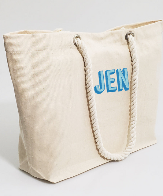 Canvas Beach Tote Bag - Embroidered