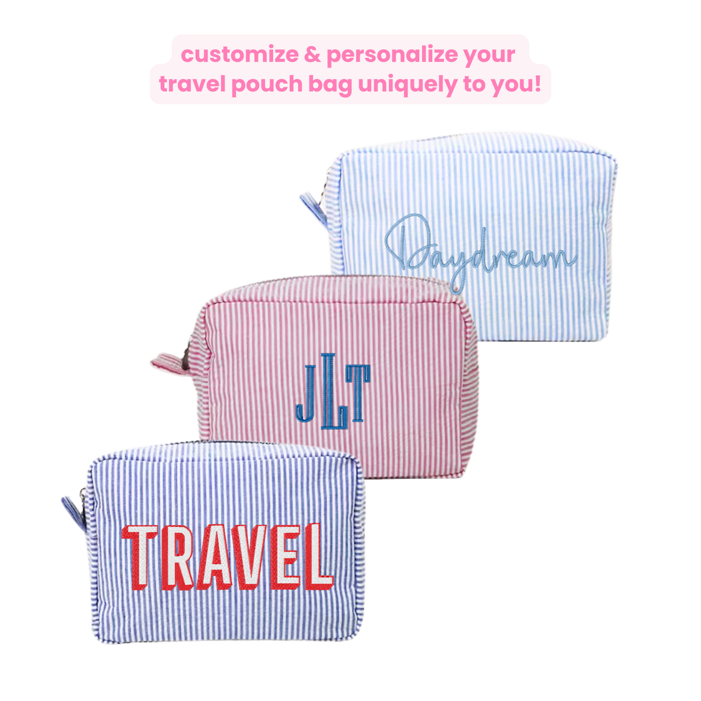 Custom Seersucker Pouches- Embroidery