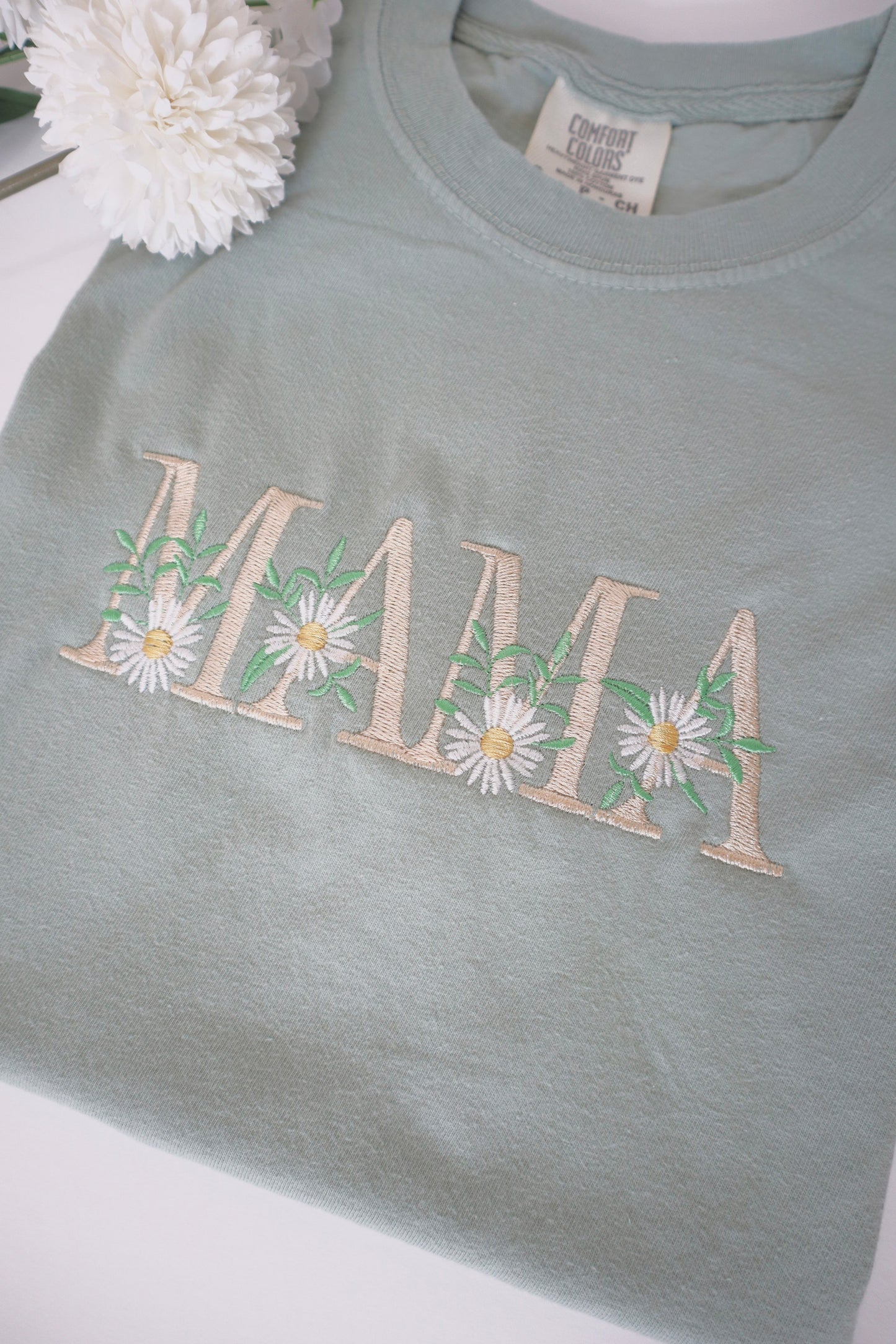 Floral MAMA Embroidery Tee