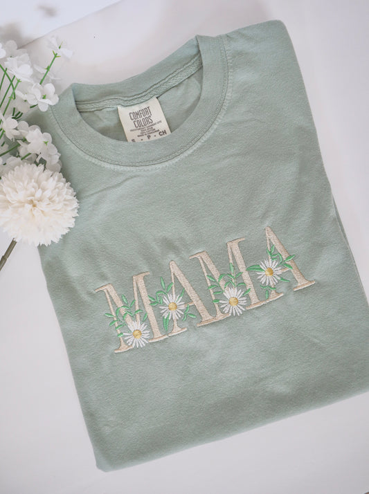 Floral MAMA Embroidery Tee