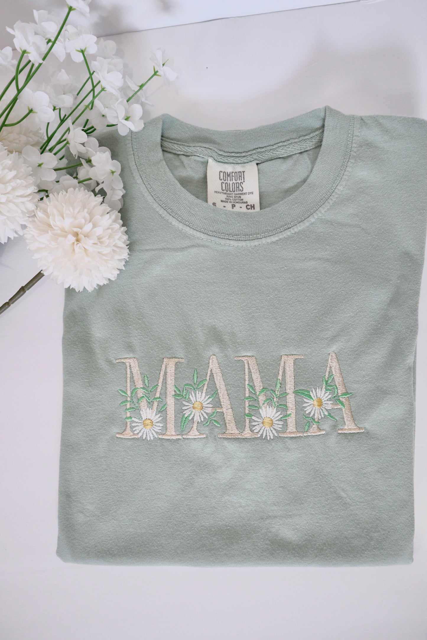 Floral MAMA Embroidery Tee