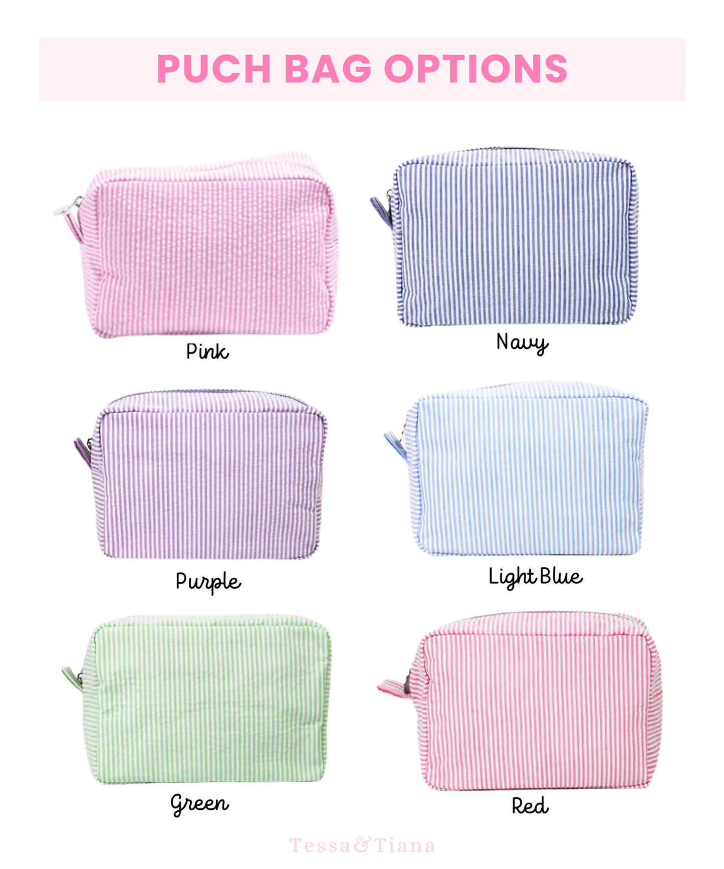 Custom Seersucker Pouches- Embroidery
