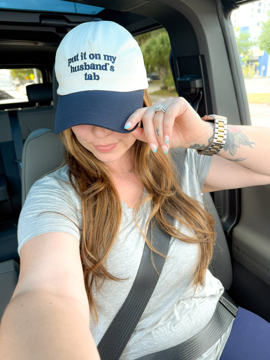 Put It On My Husbands- Embroidered Tab Trucker Hat