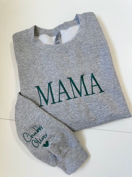 Custom Solid MAMA Embroidered Sweater