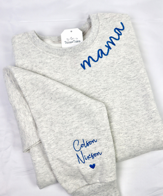 Custom Mama Neckline Embroidered Sweatshirt