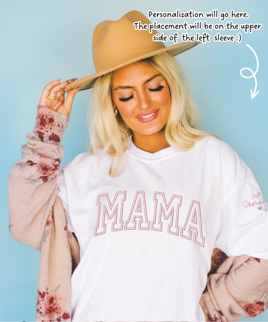 Custom MAMA Outline Embroidered T-Shirt